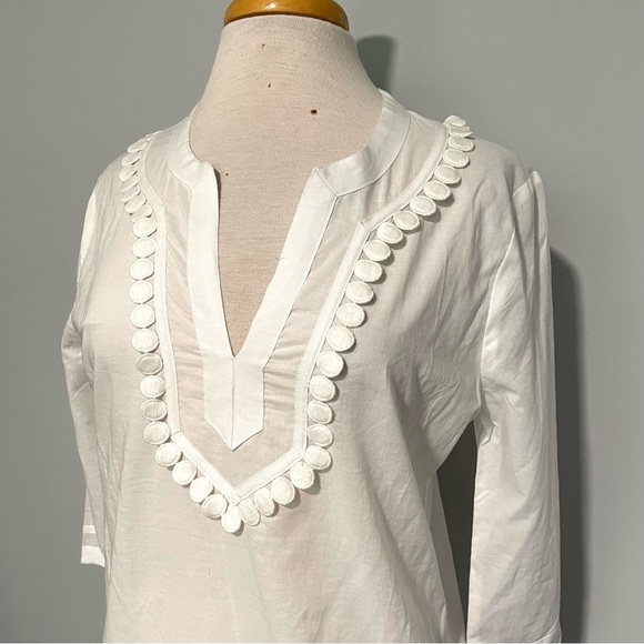 NWT J Crew Factory White Pom Pom Blouse Top size M - Picture 2 of 11